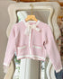 Winter Warm Checker Cardigan With Bow